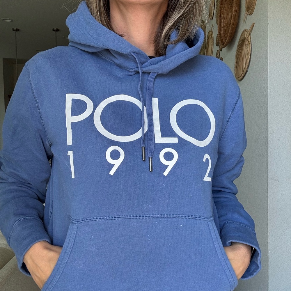 Polo Ralph Lauren Logo-Print Fleece-Back Cotton-Blend Jersey Hoodie Unisex - Picture 2 of 7